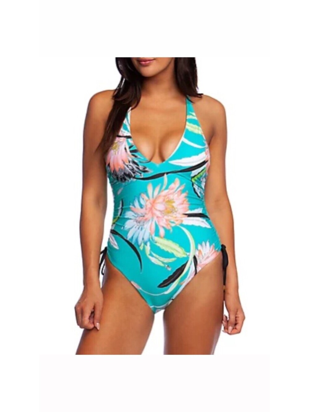Trina Turk Shangri La Mio Swimsuit color Jade green floral 2